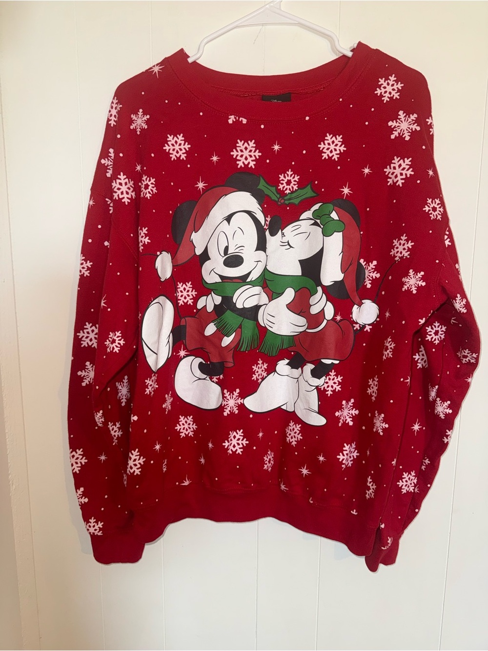 Disney Red Mickey & Minnie Holiday Crewneck Sweater